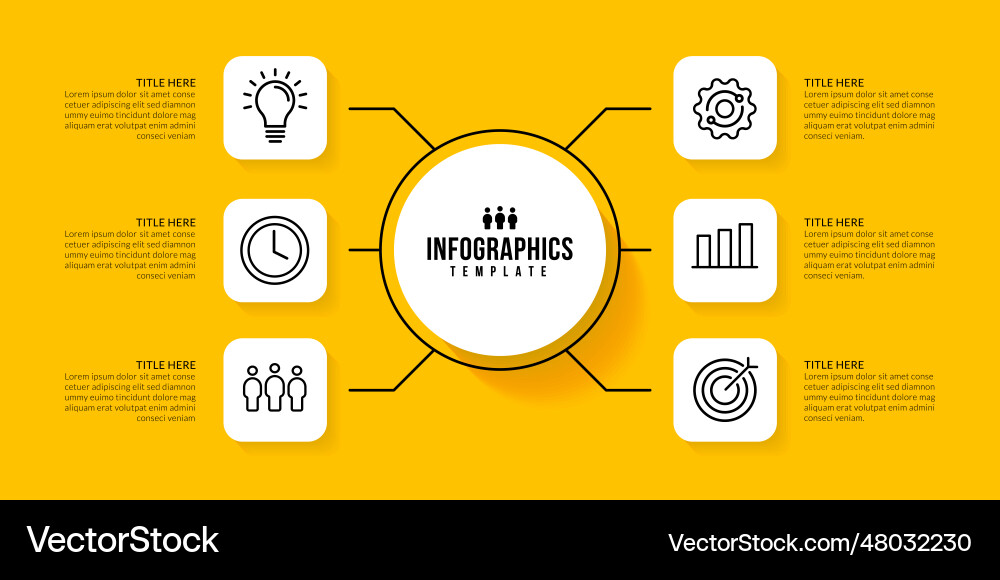 Workflow infographic template design with 6 Vector Image