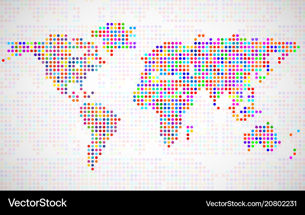 Abstract world map from colorful dots Vector Image