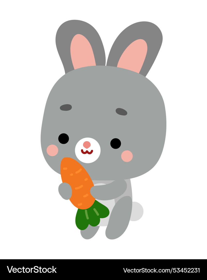 Cartoon cute character rabbit and carrot Vector Image