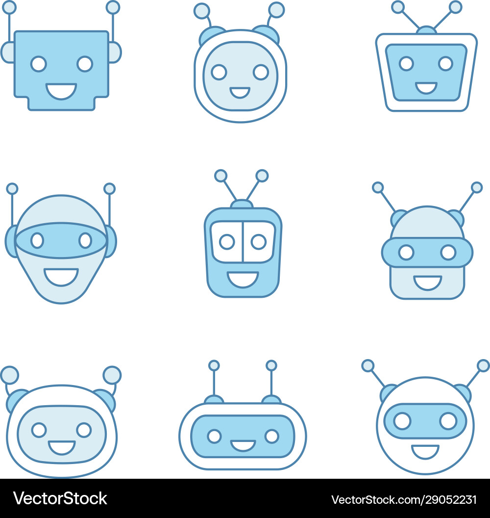 Chatbots color icons set Chatbots color icons set Vector Image