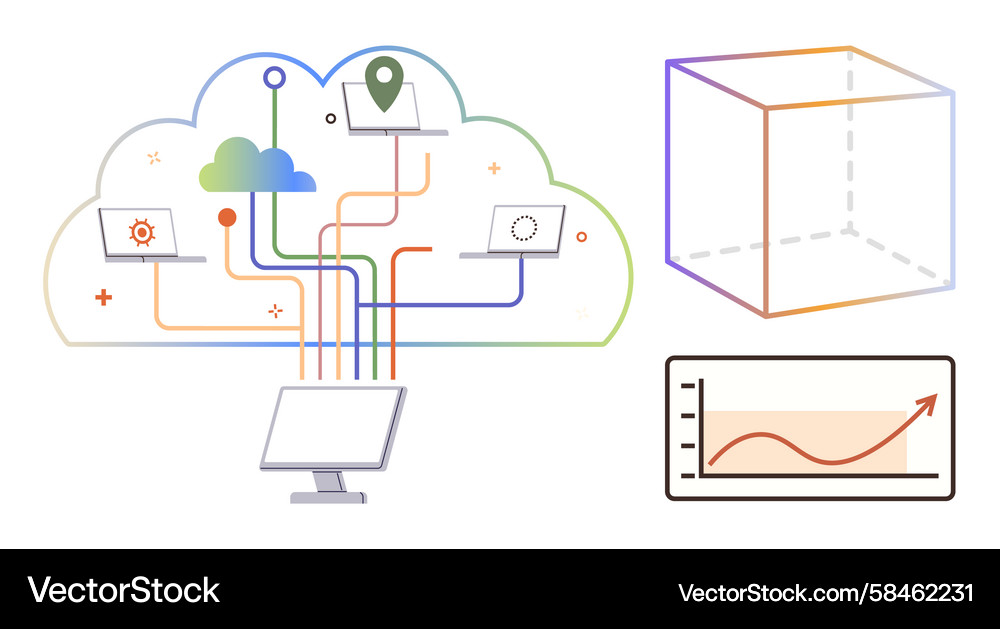 Cloud Network & Data Sharing Vector Image