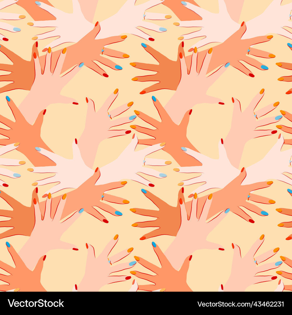 Color seamless pattern with the image of hands Vector Image