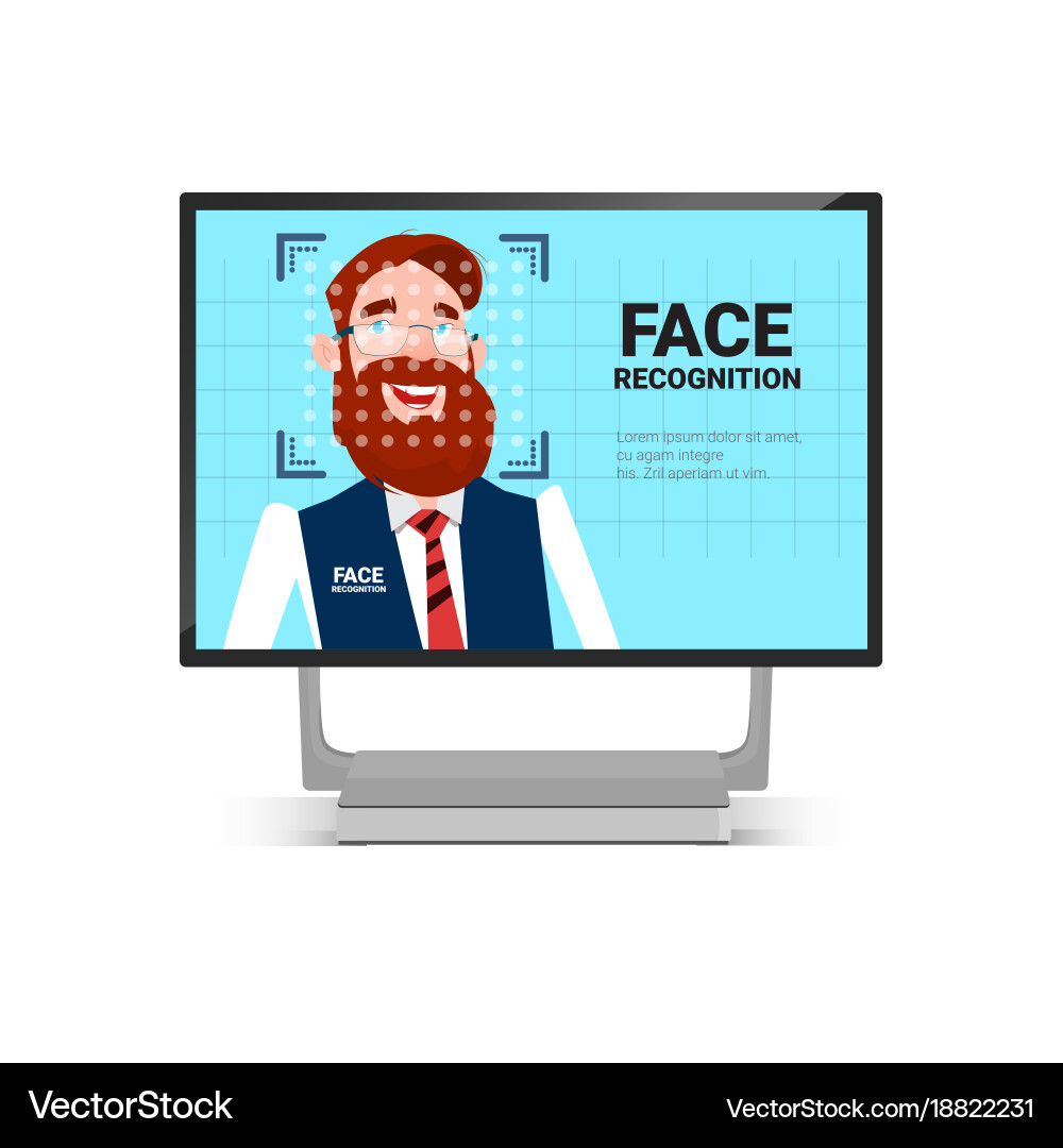 Computer scanning user man face identification Vector Image