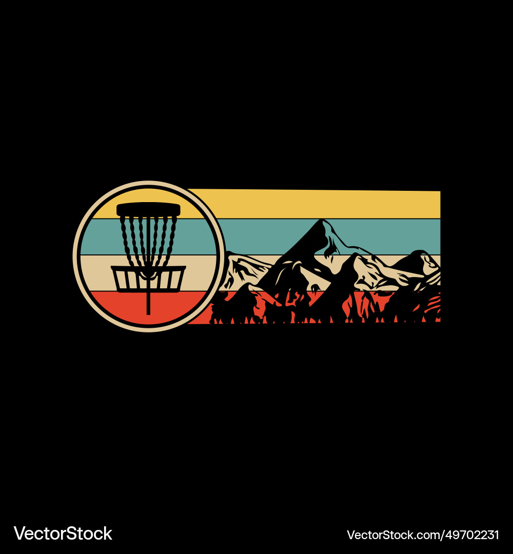 Disc golf retro vintage style vector image