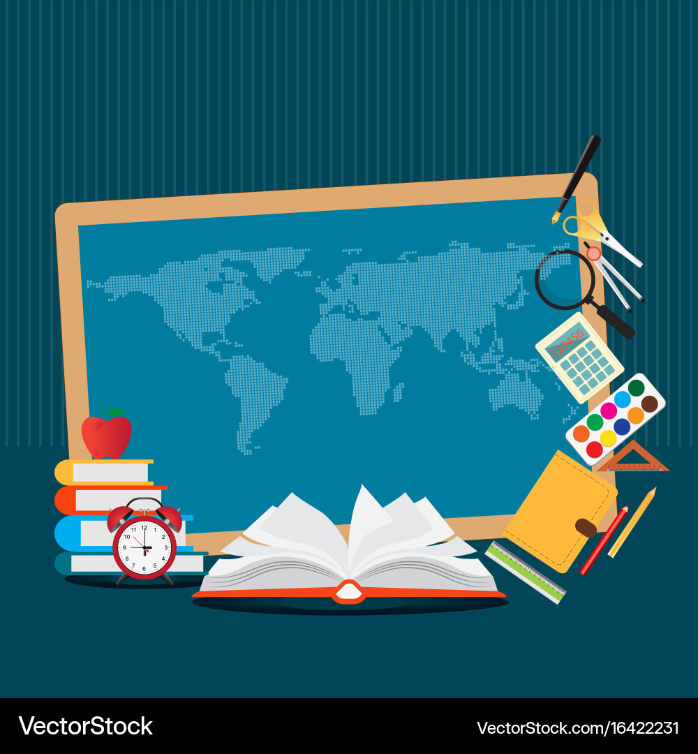 Education design background with world map Vector Image