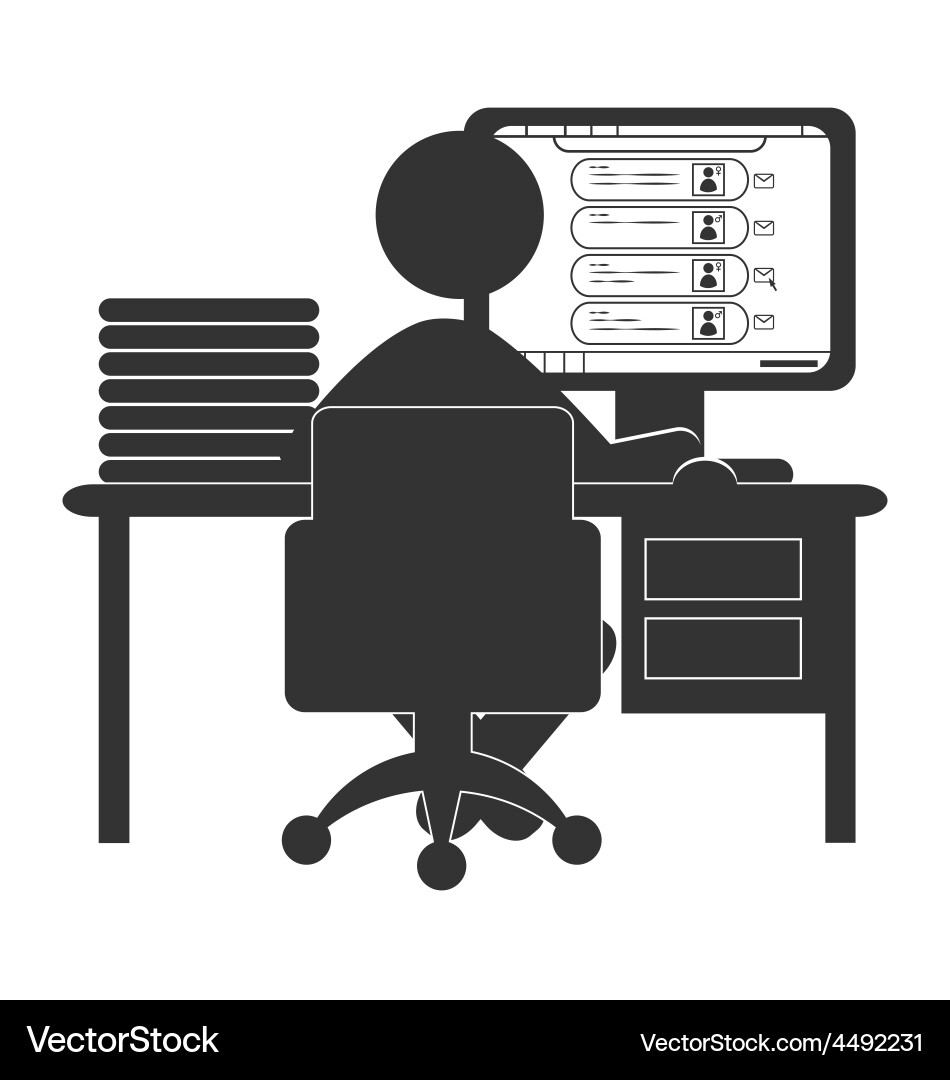 Flat computer icon with social network website Vector Image