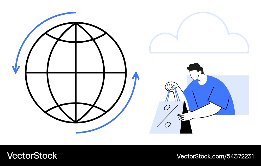 Global e-commerce concept with globe and arrow Global e-commerce concept with globe and arrow vector image