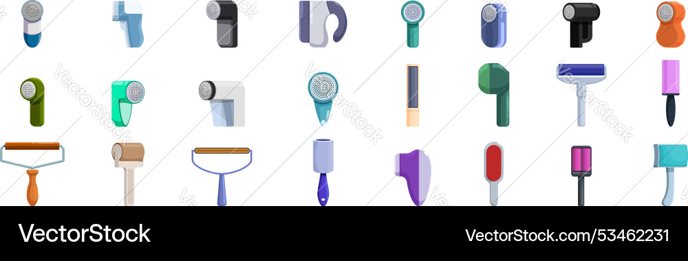 Lint remover icons set large of removers Lint remover icons set large of removers Vector Image