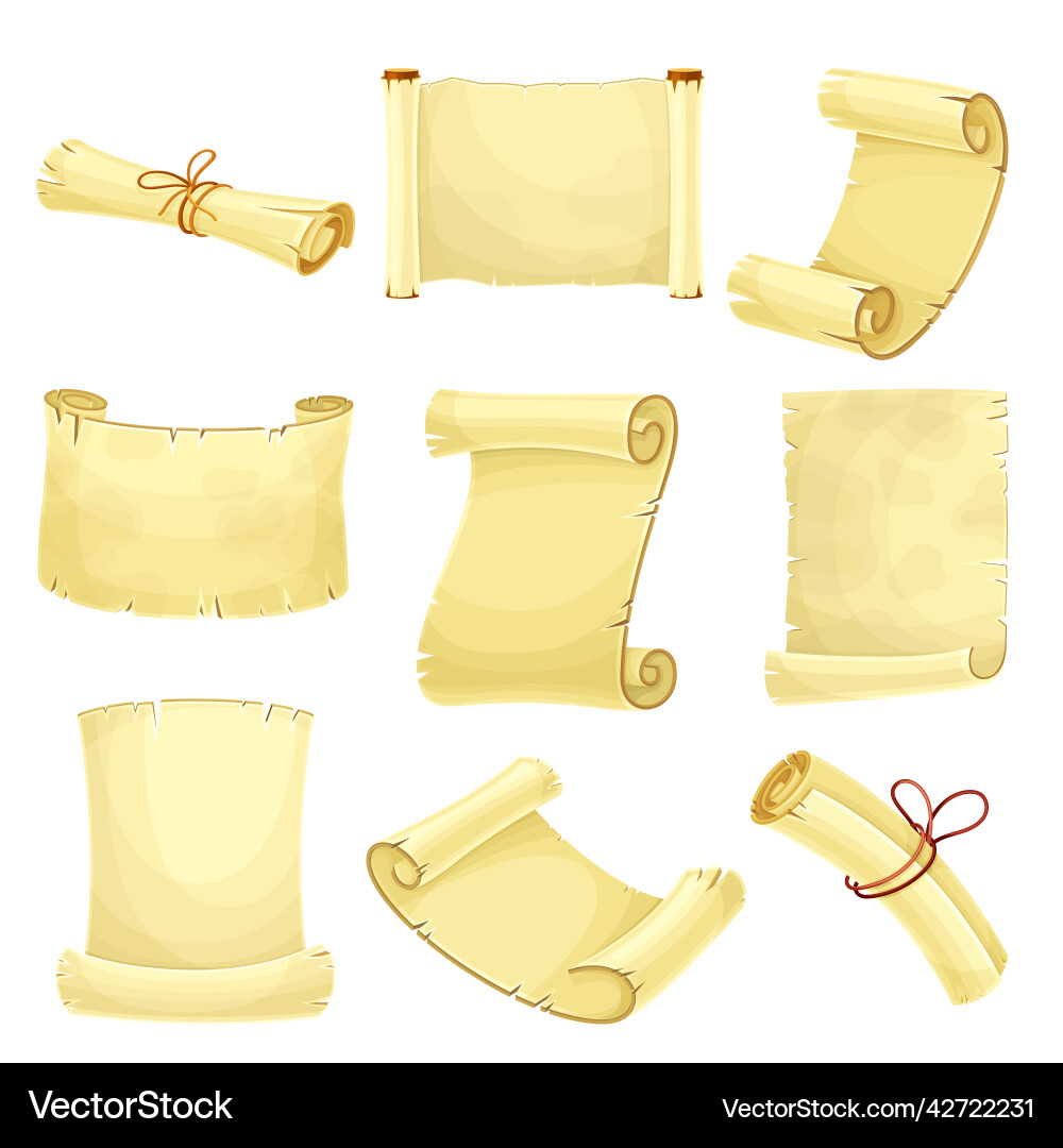 Old scroll or roll of papyrus parchment paper Old scroll or roll of papyrus parchment paper Vector Image