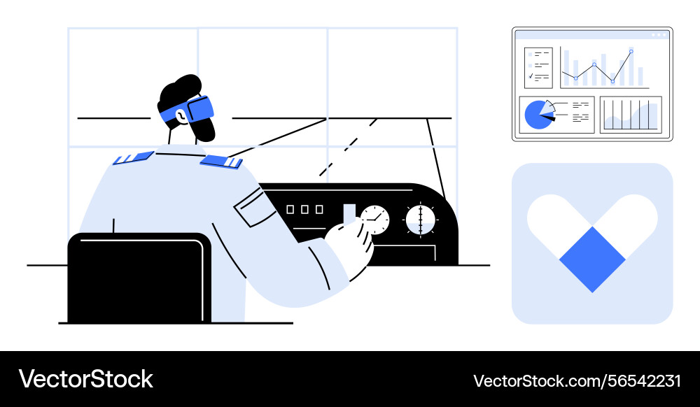 Pilot operating control panel with analytics Pilot operating control panel with analytics vector image