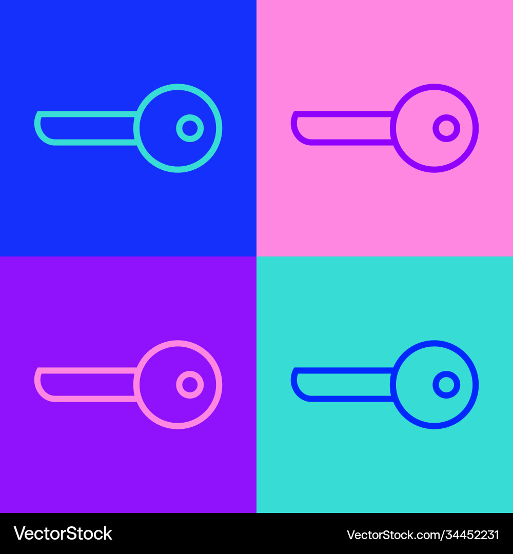 Pop art line key icon isolated on color background vector image