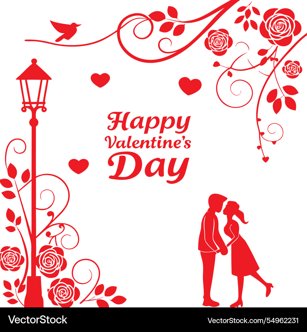 Romantic valentines day greeting card with couple Romantic valentines day greeting card with couple vector image
