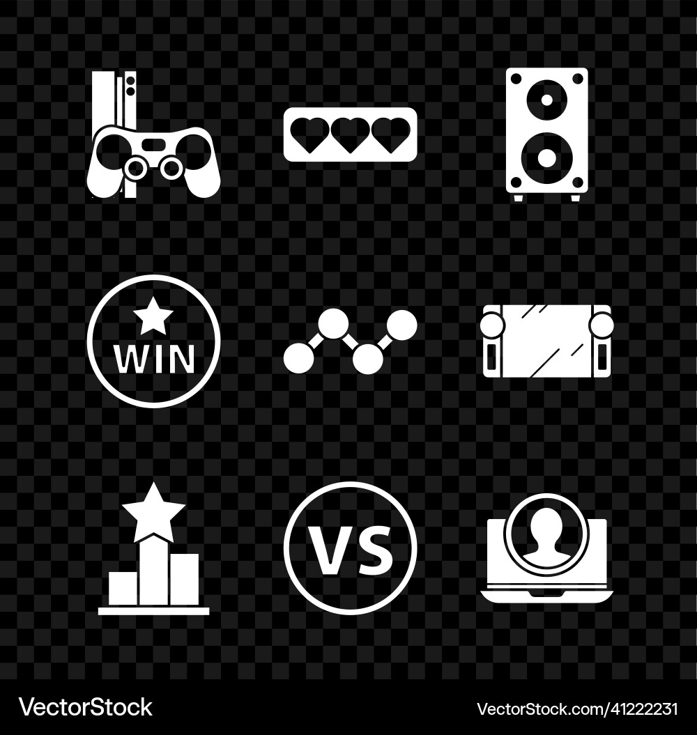 Set game console with joystick like and heart Set game console with joystick like and heart Vector Image