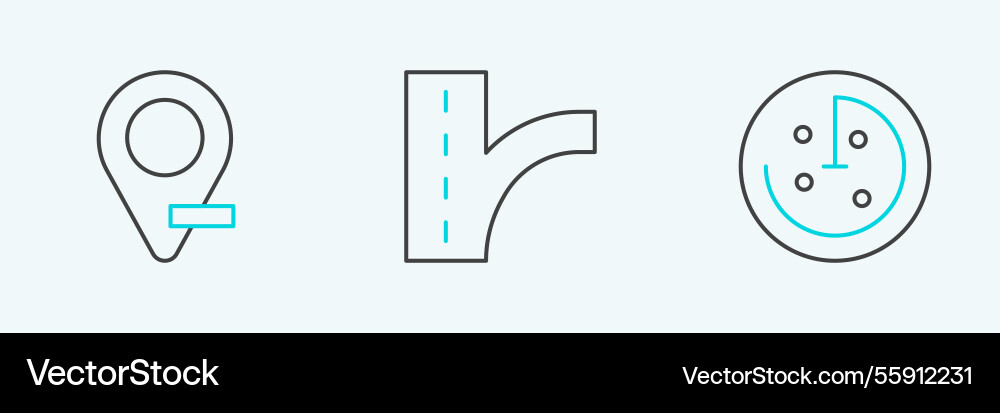 Set line radar with targets on monitor location vector image
