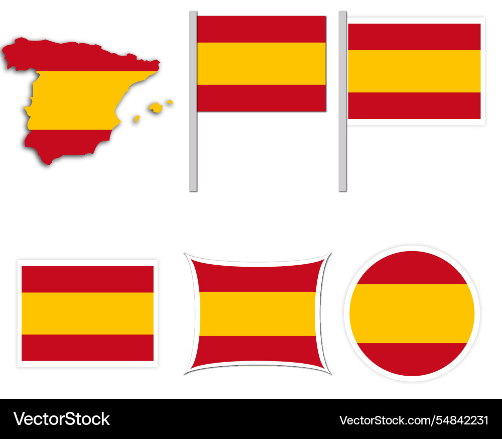 Spain flags on many objects Spain flags on many objects vector image
