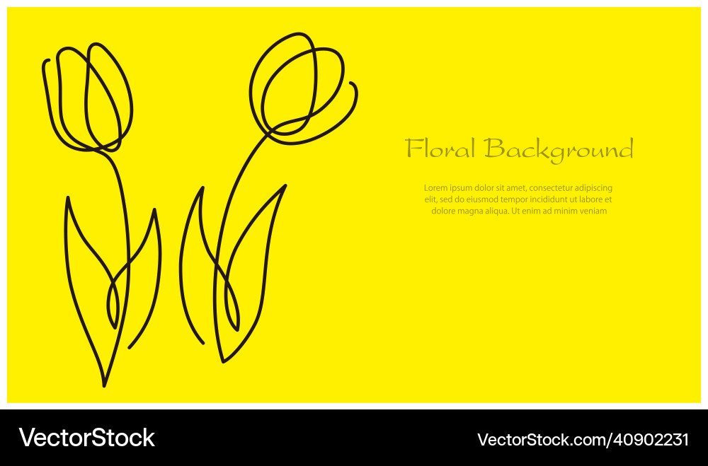 Springtime background with simple tulip drawings vector image