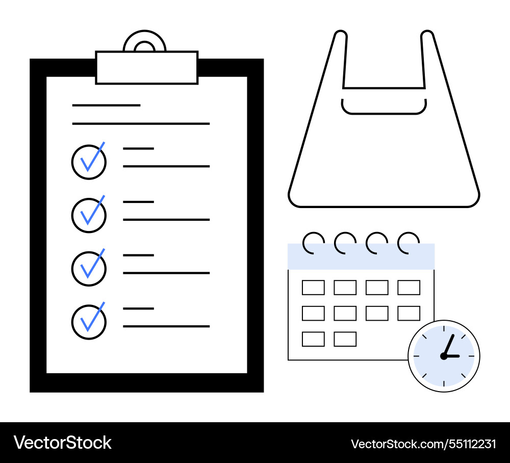 Task list and shopping concept with calendar Task list and shopping concept with calendar vector image