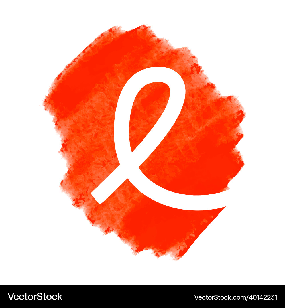 Watercolor textured red stain with white ribbon vector image