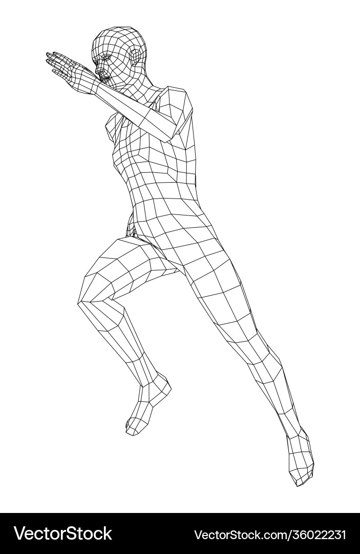 Wireframe running man Wireframe running man Vector Image