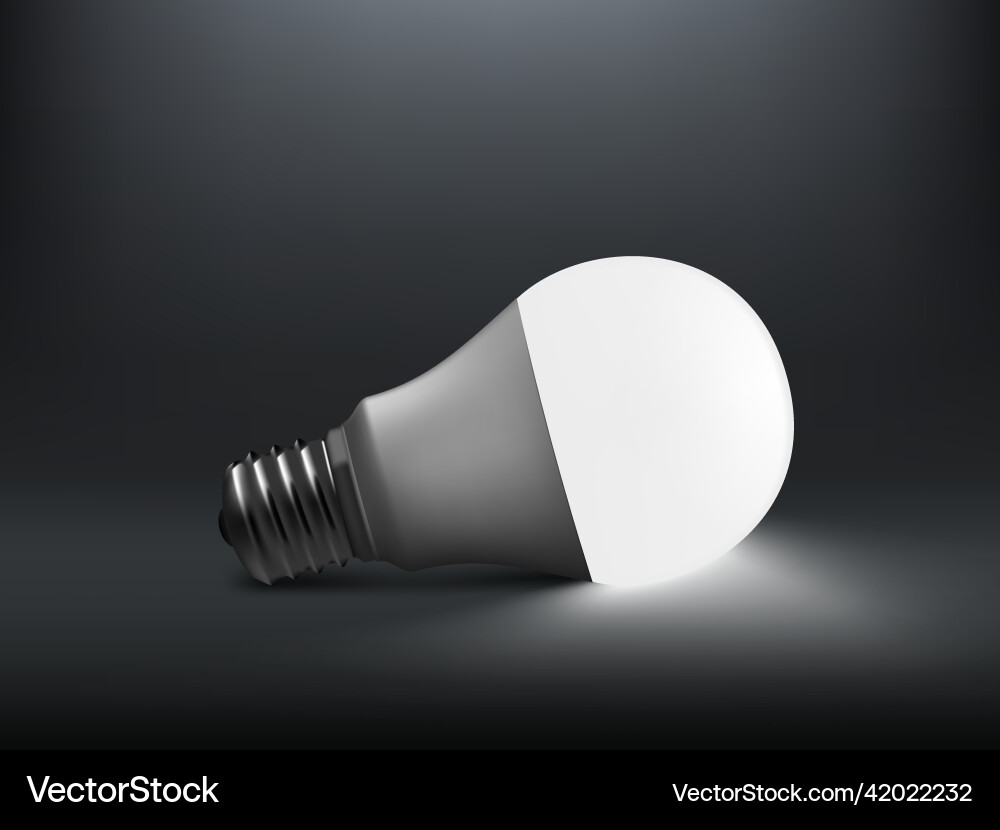 3d led light bulb with shadow on floor Vector Image