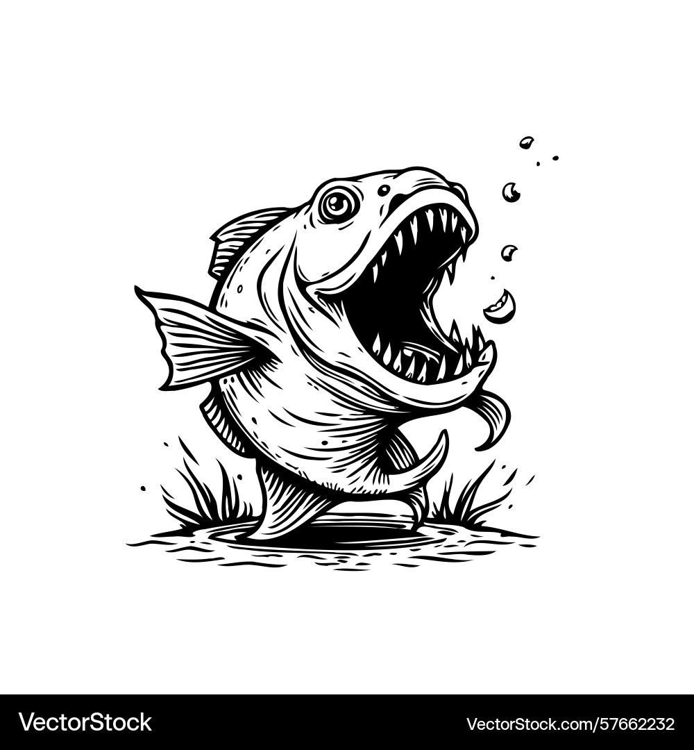 A menacing fish character with sharp teeth Vector Image