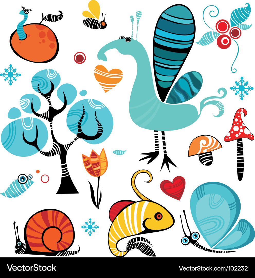 Cute Holiday Elements Set vector image