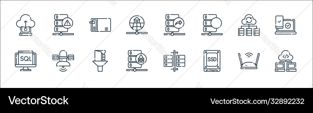 Database and servers line icons linear set Vector Image