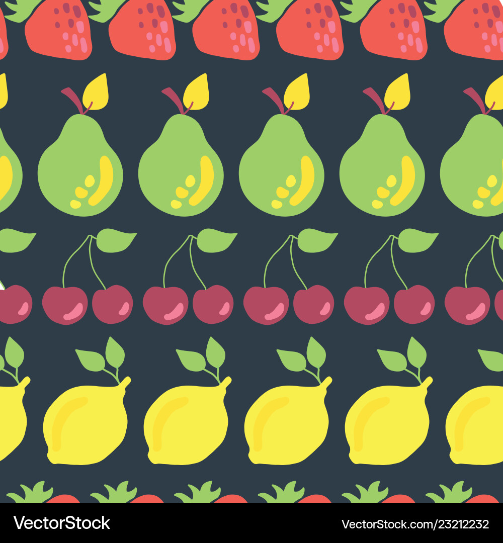 Fruits in rows seamless pattern background vector image