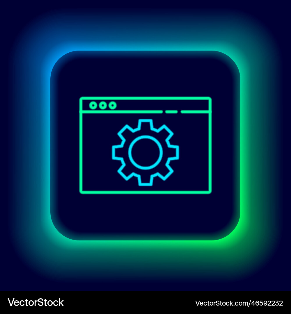 Glowing neon line browser setting icon isolated Glowing neon line browser setting icon isolated vector image