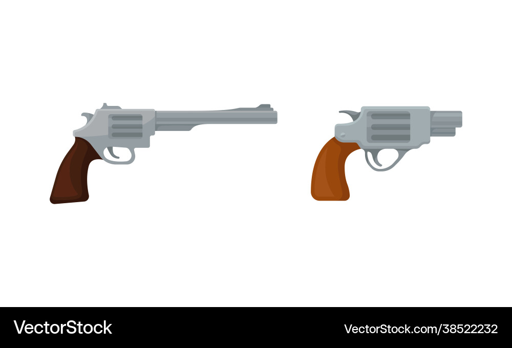 Handguns or pistol models with firing trigger Handguns or pistol models with firing trigger vector image