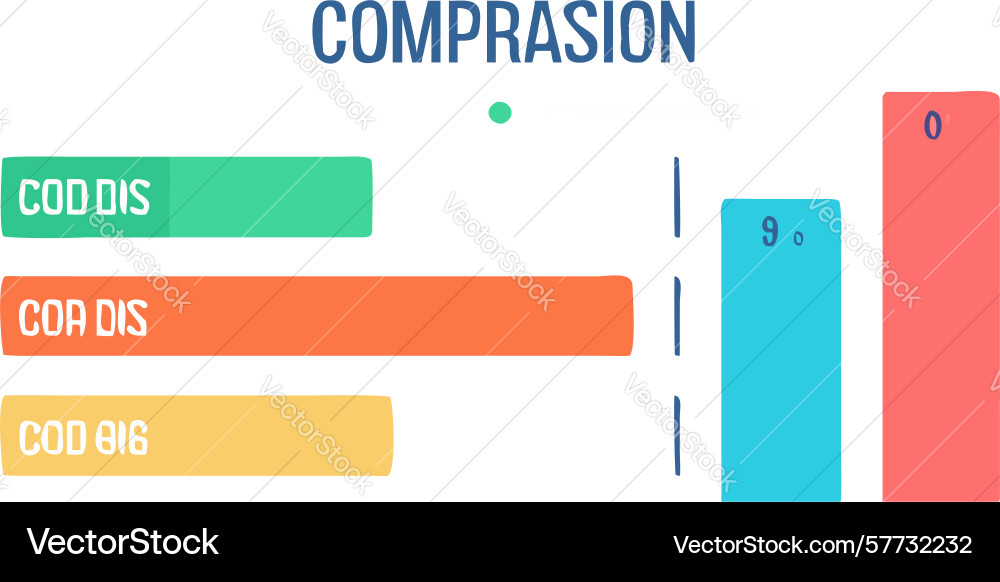 Horizontal bar chart with comparison - data vector image