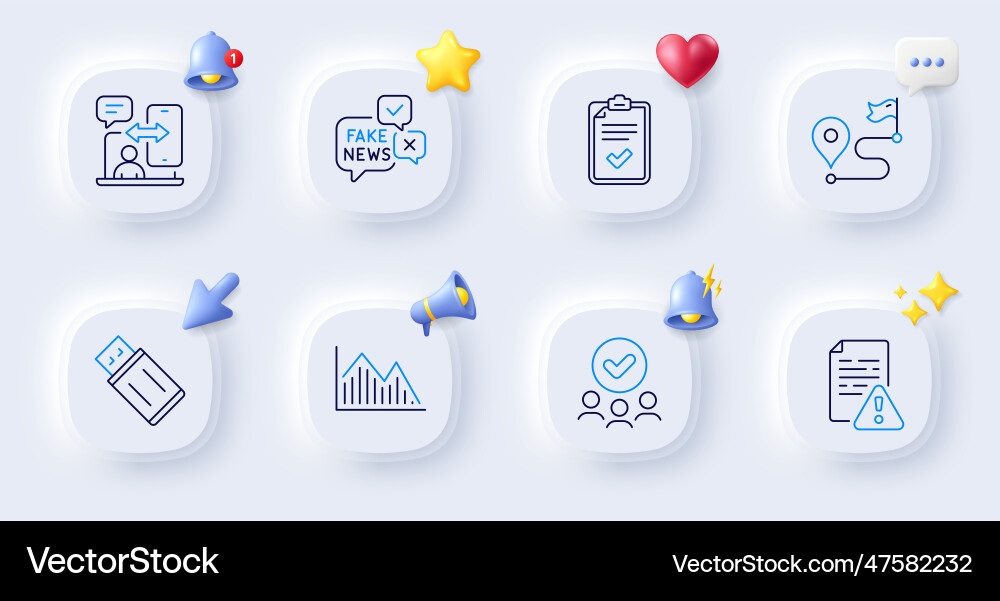 Journey checklist and phone timing line icons Journey checklist and phone timing line icons Vector Image