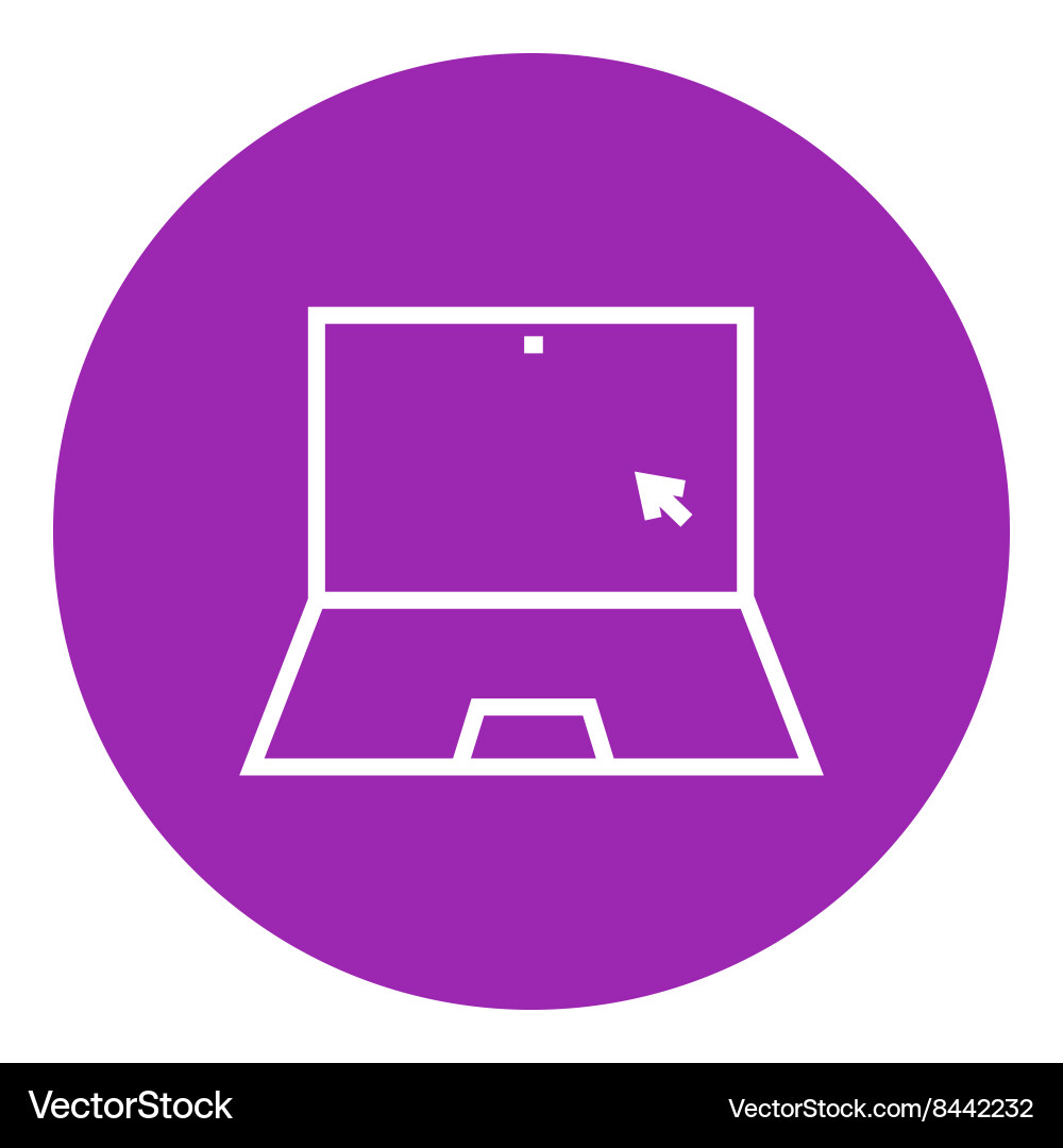 Laptop with cursor line icon Vector Image