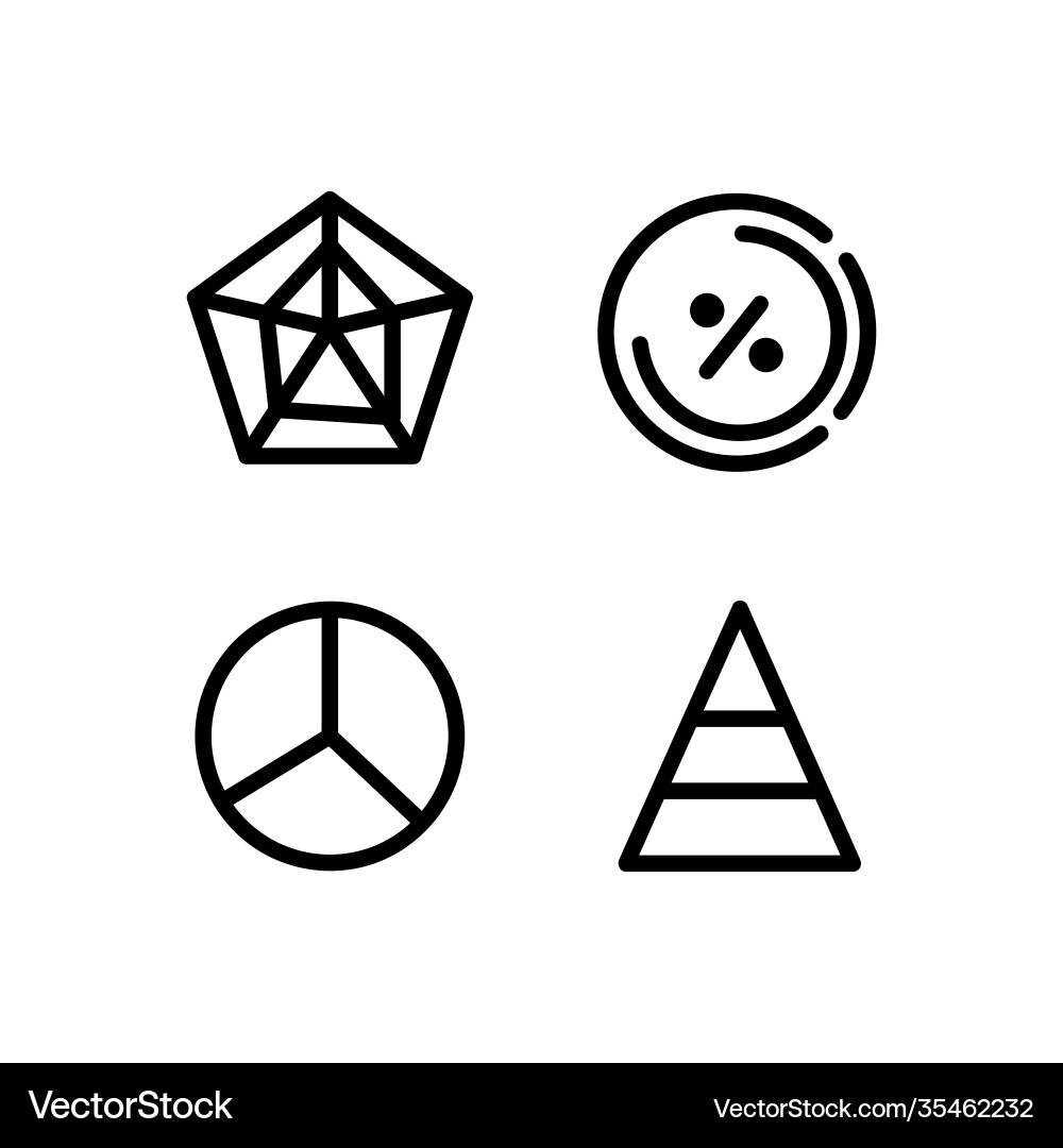 Linear graph and chart icons design isolated vector image