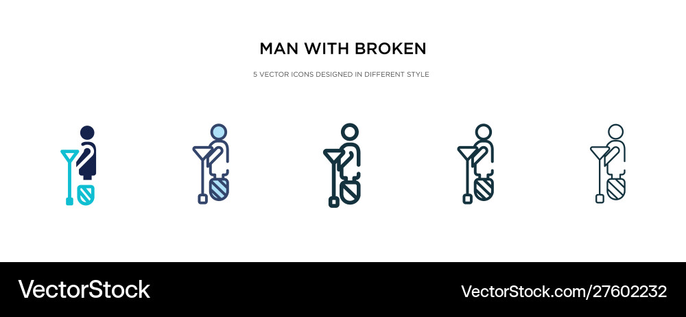 Man with broken leg icon in different style two Man with broken leg icon in different style two vector image
