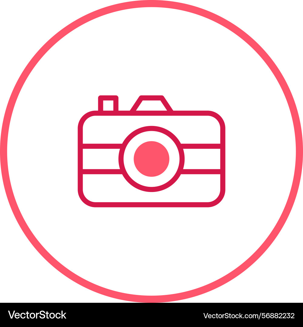 Minimalist camera icon within a circle capturing vector image