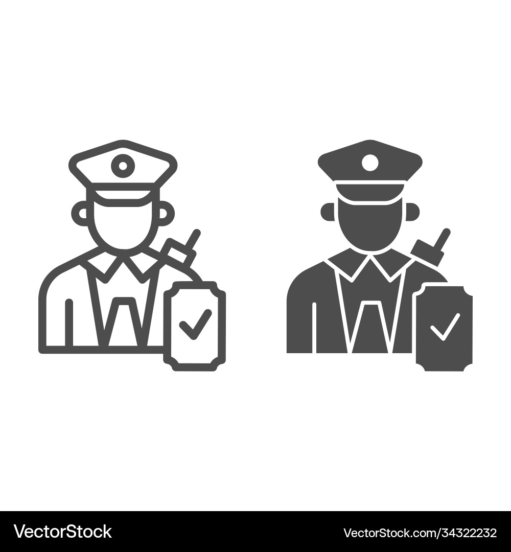 Person in uniform with checkmark line and solid Vector Image