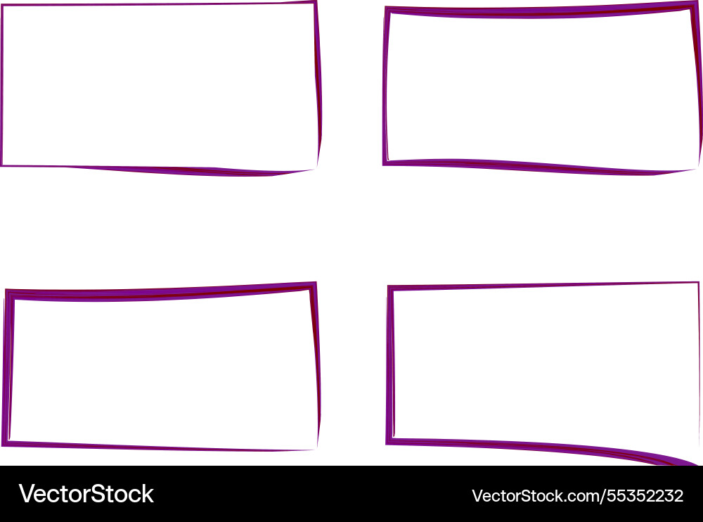 Purple different irregular curved rectangles set Vector Image