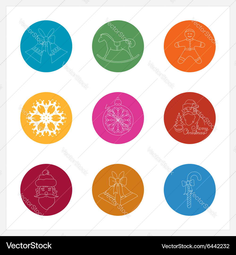 Set of colorful round linear icons Vector Image