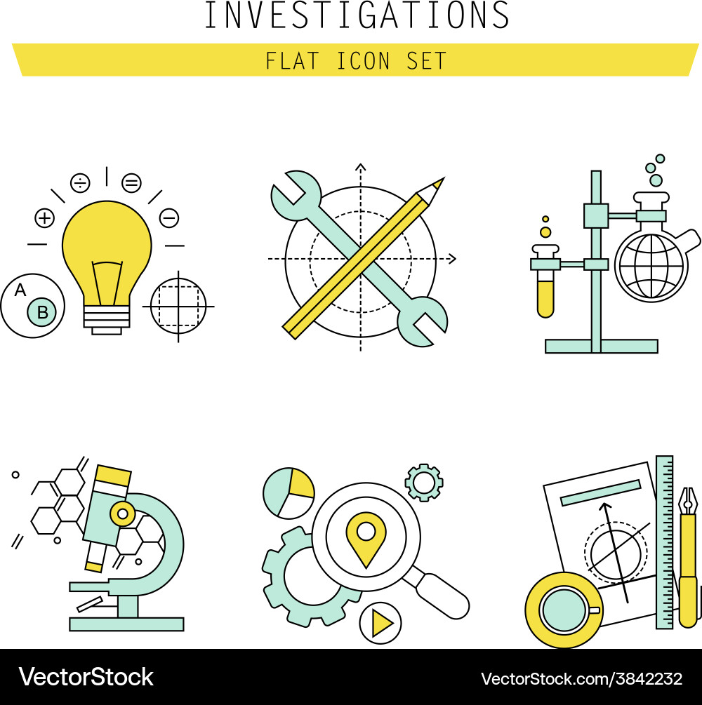 Set of flat line icons for web development vector image