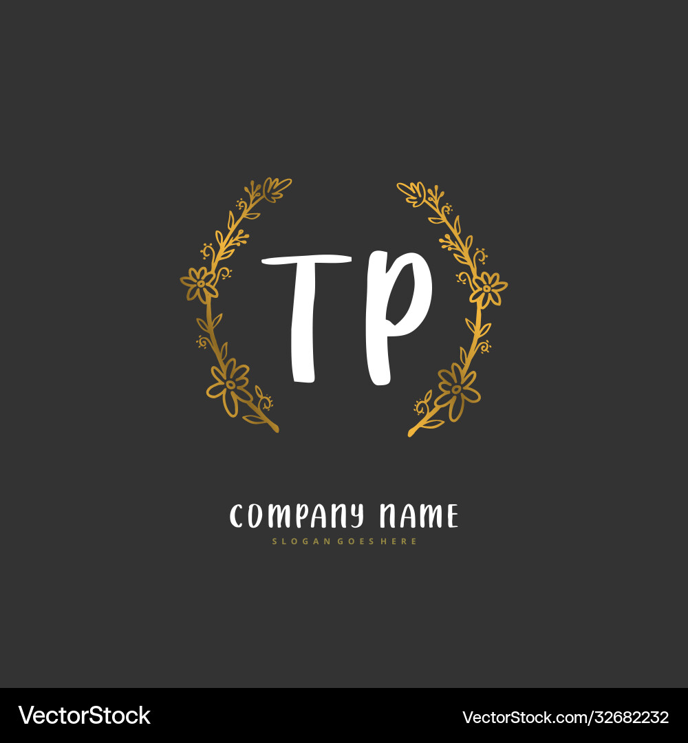 T p tp initial handwriting and signature logo Vector Image