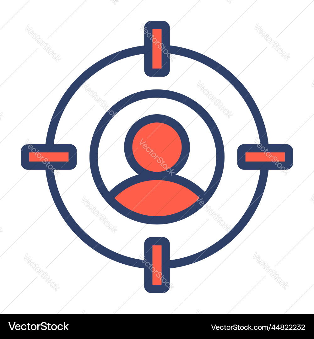 Target user icon interface as a simple sign vector image