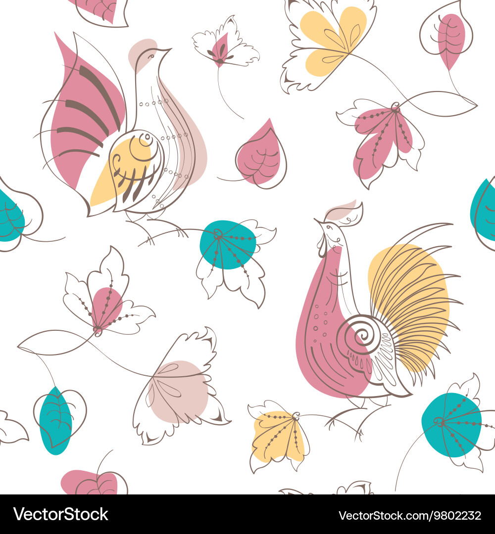 Turtledoves in russian style Vector Image