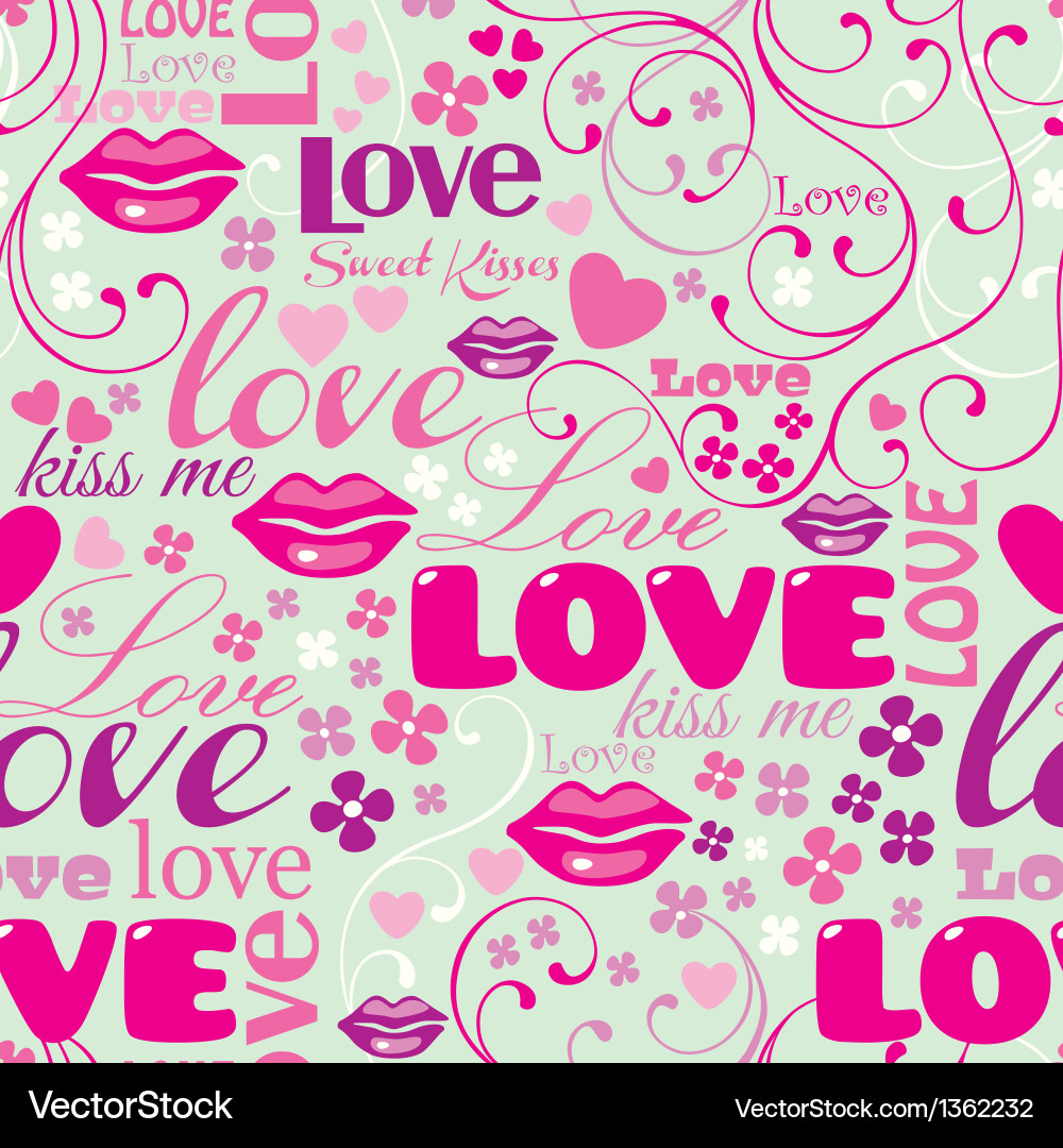 Typographic Love Swirl Pattern Vector Image
