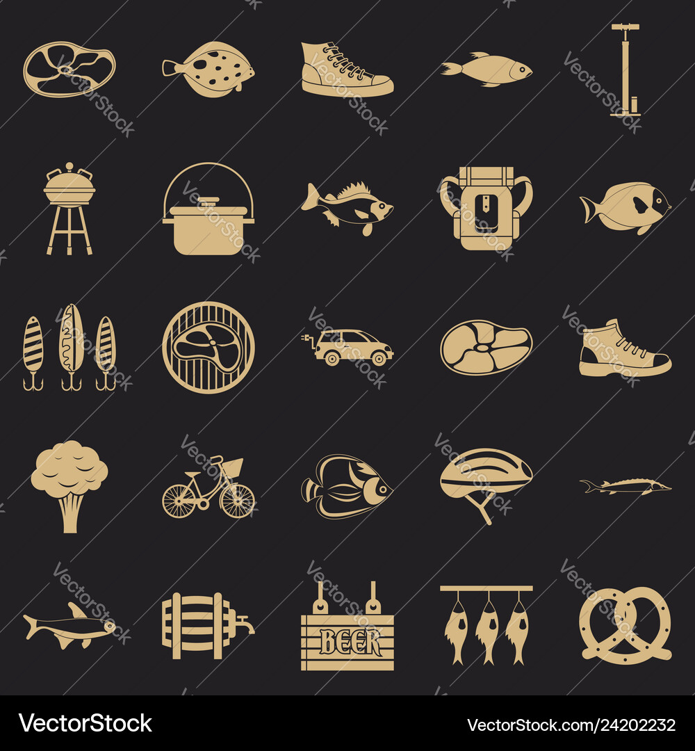 Weekend in the forest icons set simple style Weekend in the forest icons set simple style vector image