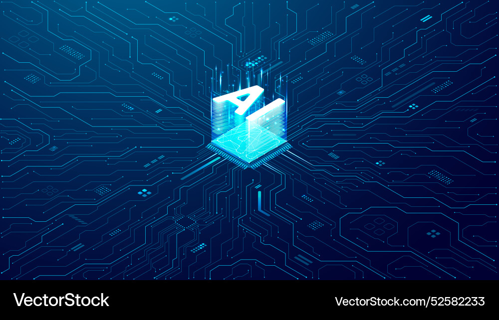 Ai background abstract chip hologram Royalty Free Vector