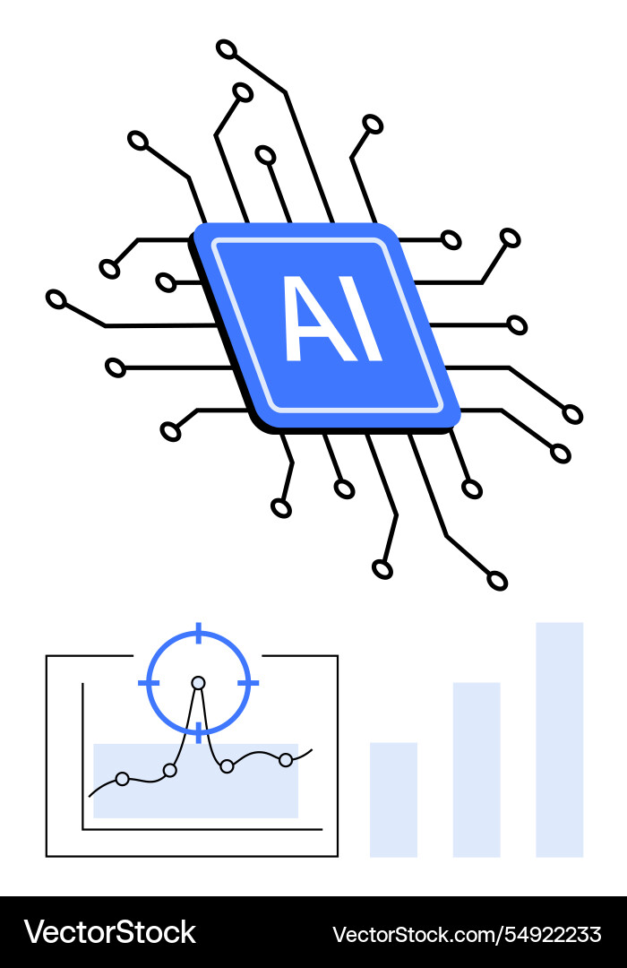 Ai chip with circuit connections and data Ai chip with circuit connections and data vector image