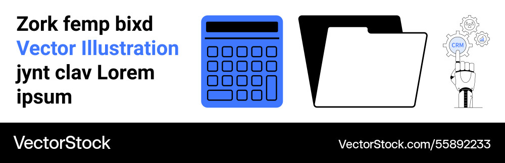 Calculator file folder and robotic hand Calculator file folder and robotic hand vector image