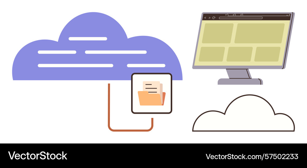 Cloud storage concept with folder connection Cloud storage concept with folder connection vector image