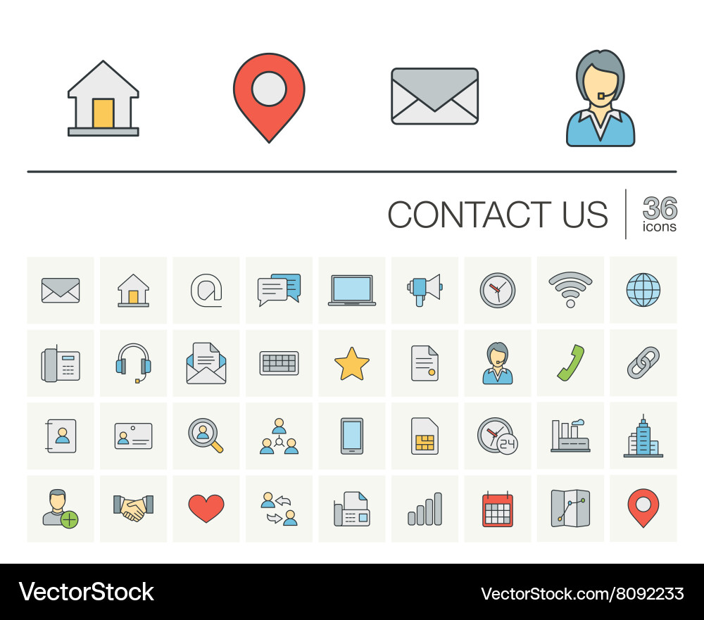 Contact us and communication color icons Vector Image